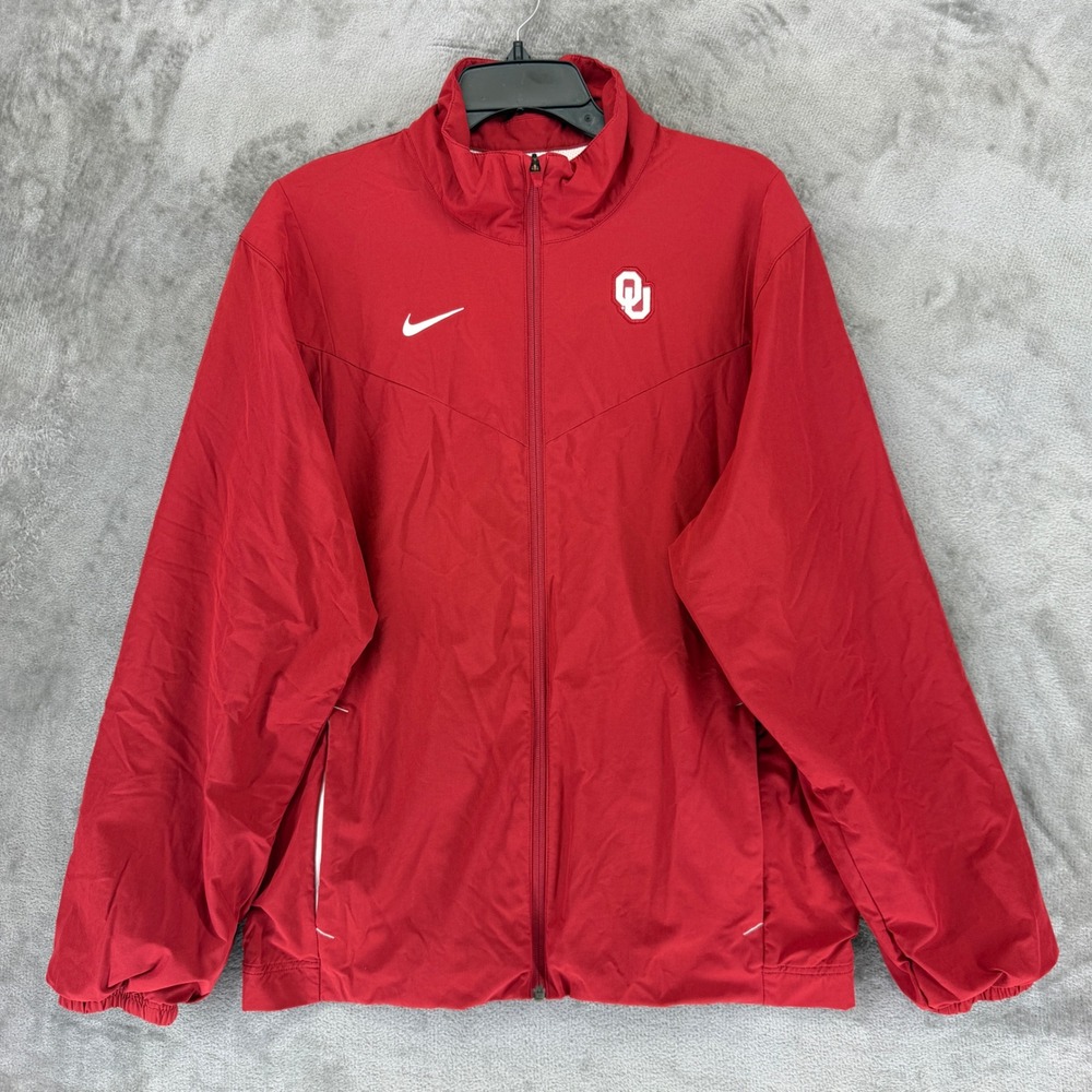 Nike Oklahoma Sooners Jacket Mens Medium Red OU Full Zip Windbreaker DC6534-698